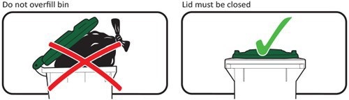 image of overfilled bin with lid open and bin with lid closed