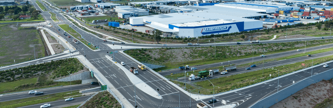 An industrial precinct flanked by busy freeways.